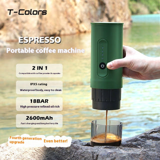 Portable Outdoor Coffee Machine Handheld Electric Ground Coffee Capsule Travel Car Charger