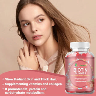 Collagen Gummies for Hair, Skin, and Nail Growth, High Potency Biotin Supplement