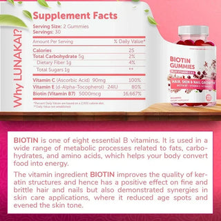 Collagen Gummies for Hair, Skin, and Nail Growth, High Potency Biotin Supplement