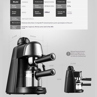 Coffee Machine Household Steam Frothed Milk Small Mini Semi-automatic